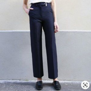 Frankie Shop Navy Flat Front Straight Leg Trousers